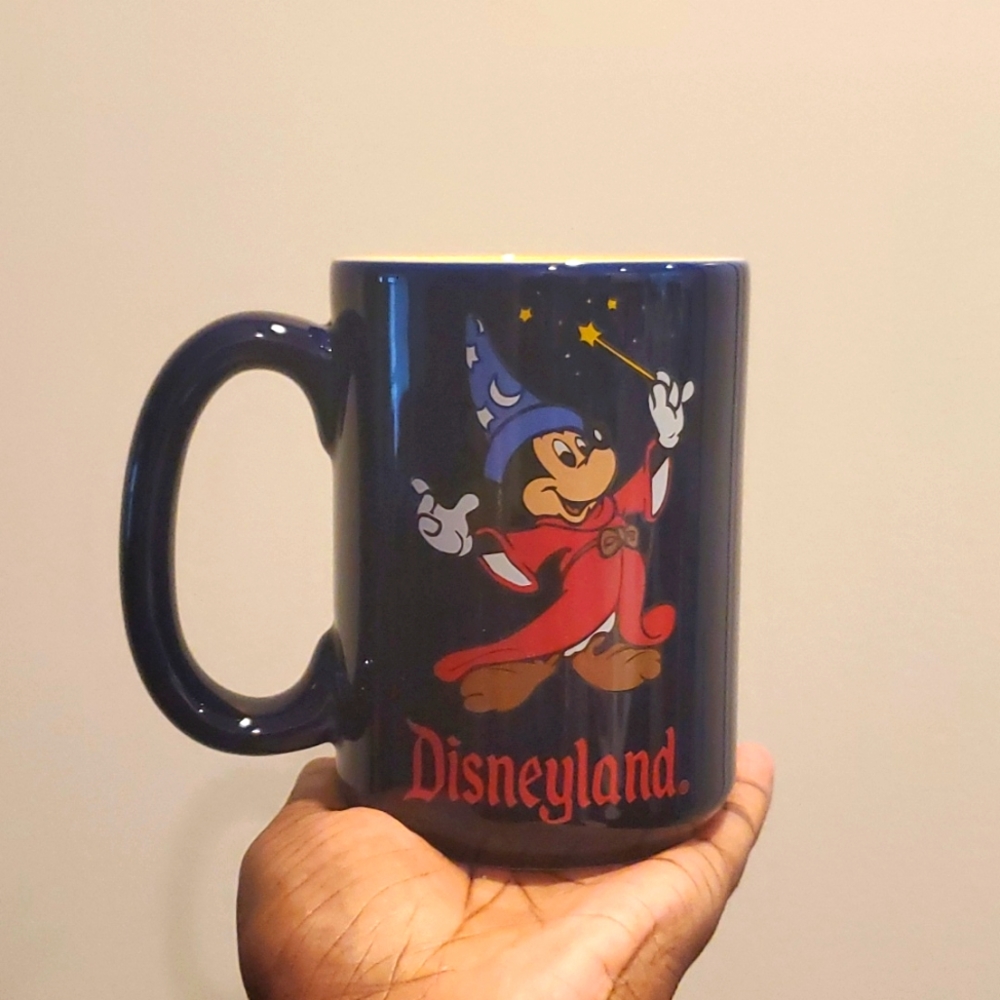 Vintage Walt Disney World Mickey Mouse Sorcerer Fantasia 5" Tall Blue Coffee Cup